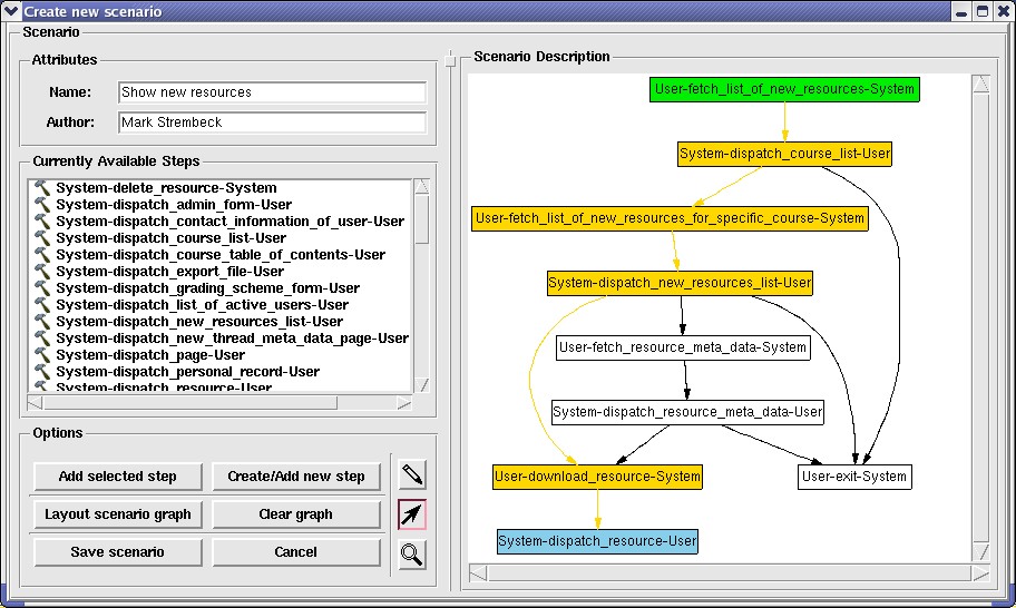 Scenario dialog