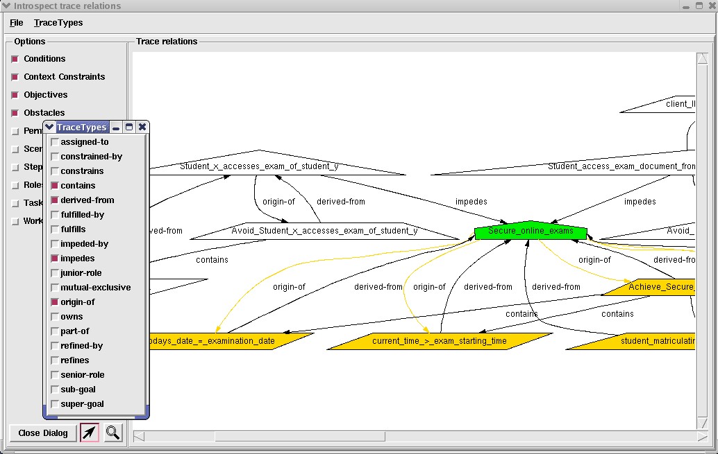 Trace model introspection dialog
