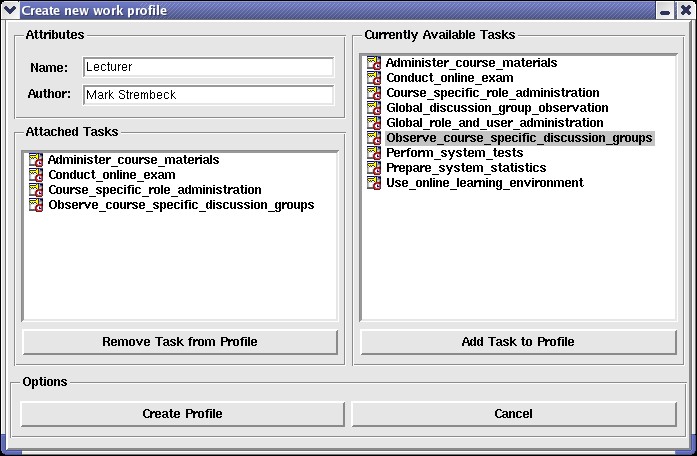 Work profile dialog